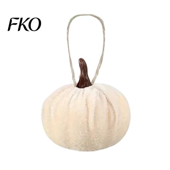 Velvet Pumpkin Hanging Decoration Decor, Fall Harvest Ornaments with Caramel And Orange Decor Jute Rope, Thanksgiving Halloween Tree Garland for Home