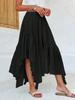 Women's Bohemian Maxi Skirt Flowy Asymmetric High Low Hem Casual Skirt