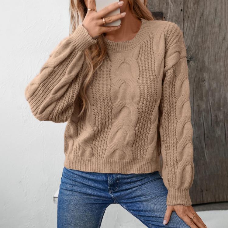 Autumn Winter Vintage Cardigan Sweater Top Loose Long Sleeve O Neck Solid Color Knitwear