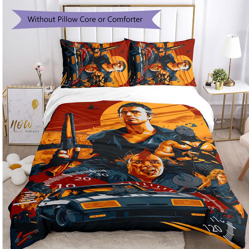 Mad Max Pattern Printed 3PCS Bedding Set, Soft Skin-Friendly Washable Duvet Cover & Pillowcases Set