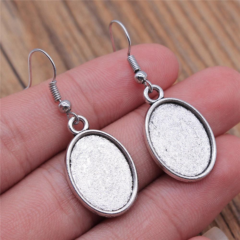 Oval Ear Hook Glass Cabochon Base Setting Tray Drop & Dangle Earring Women's Jewellery Party Boho Findings & Components