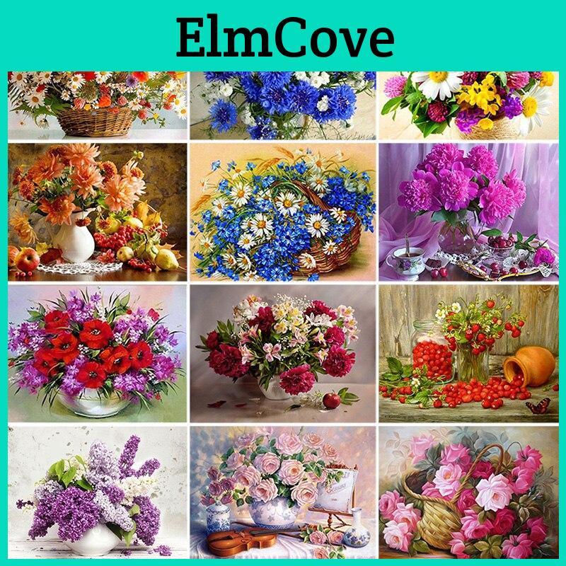 Vase Diamond 5d Diy Flower Painting Cross Stitch Full Round Drill Rhinestone Diamond Embroidery Wall Art Home Decor