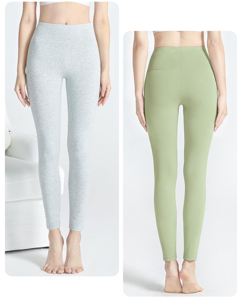 Женские антибактериальные теплые брюки из чистого хлопка с высокой талией - Осень/Зима