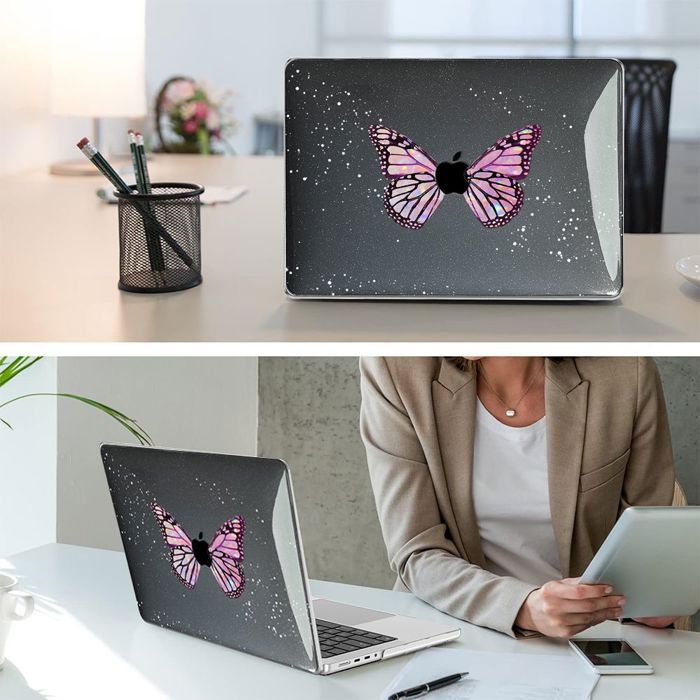 Protective Case for MacBook Pro - BOOLING - 14 Inches - Butterfly Pattern - Rigid Protection - Ultra-light