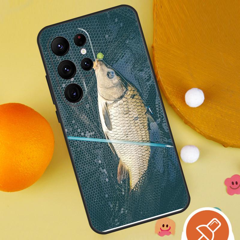 Carp Fishing Fish Case For Samsung Galaxy S25 Ultra S24 S23 S22 S21 Ultra S9 S10 S20 Plus S24 FE Funda Cover