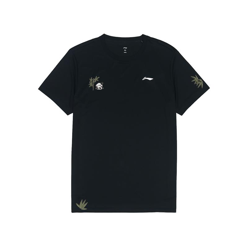 Li Ning Настраиваемая тренировочная серия Однотонная приталенная удобная дышащая футболка с коротким рукавом Унисекс Топы Черный ATSS463-1(КОМАНДА702-3.4.25)