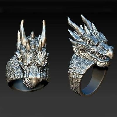 Креативное изысканное кольцо с головой дракона/тигра, мужское, личностное, состаренное, для указательного пальца, модные ювелирные аксессуары