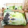 Zen Stone Green Bamboo Duvet Cover Set Nature Water Print Bedding Set Queen King Size Bedroom Decorative Comforter Cover 2/3 Pcs