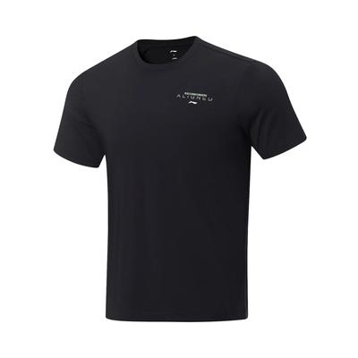 Футболка Fitness Series Letter Print Sun Protection быстросохнущая с круглым вырезом и короткими рукавами для мужчин, черная ATST505-1