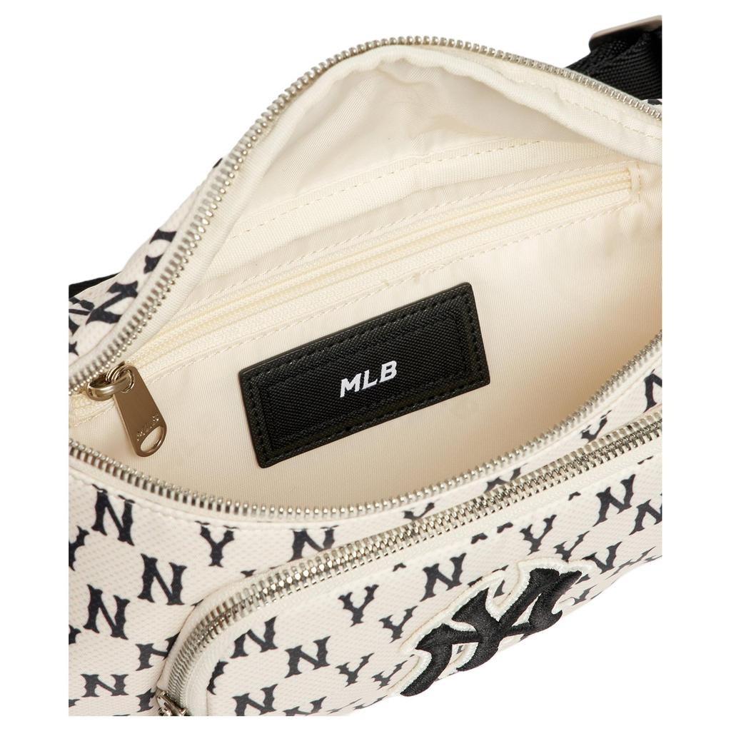 MLB Серия Monogram New York Yankees Винтажный Цветочный Принт Логотип Буквой Съемная Сумка на Пояс Унисекс Сумка на Пояс Черный Белый 3AHSM012N-50CRD