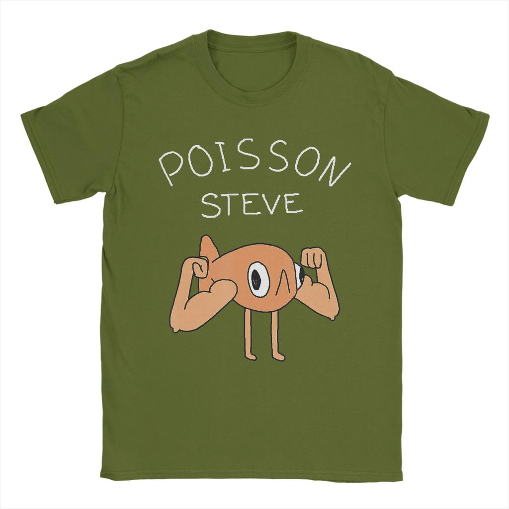 Fish Le Poisson Steve Meme Men T Shirt Casual Tee Shirt Short Sleeve Round Neck T-Shirts Pure Cotton Birthday Present Clothes