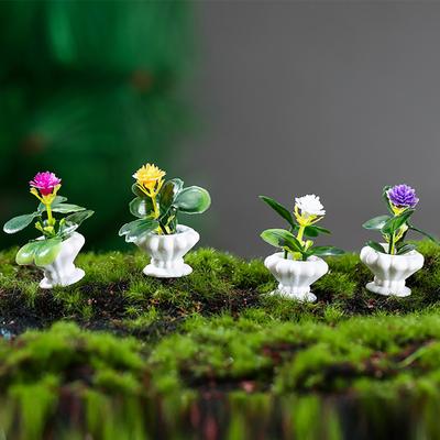 1 комплект, мини-статуя растения в горшке, прозрачная текстура, декоративная смола, нежные детали, мини-цветок, миниатюрный декор для патио