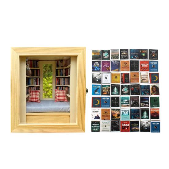 Миниатюрная книжная комната, деревянный мини-уголок для снятия стресса, книжный уголок, избавляющий от беспокойства, с книжным шкафом, подарок для любителей книг, домашний офис, декор