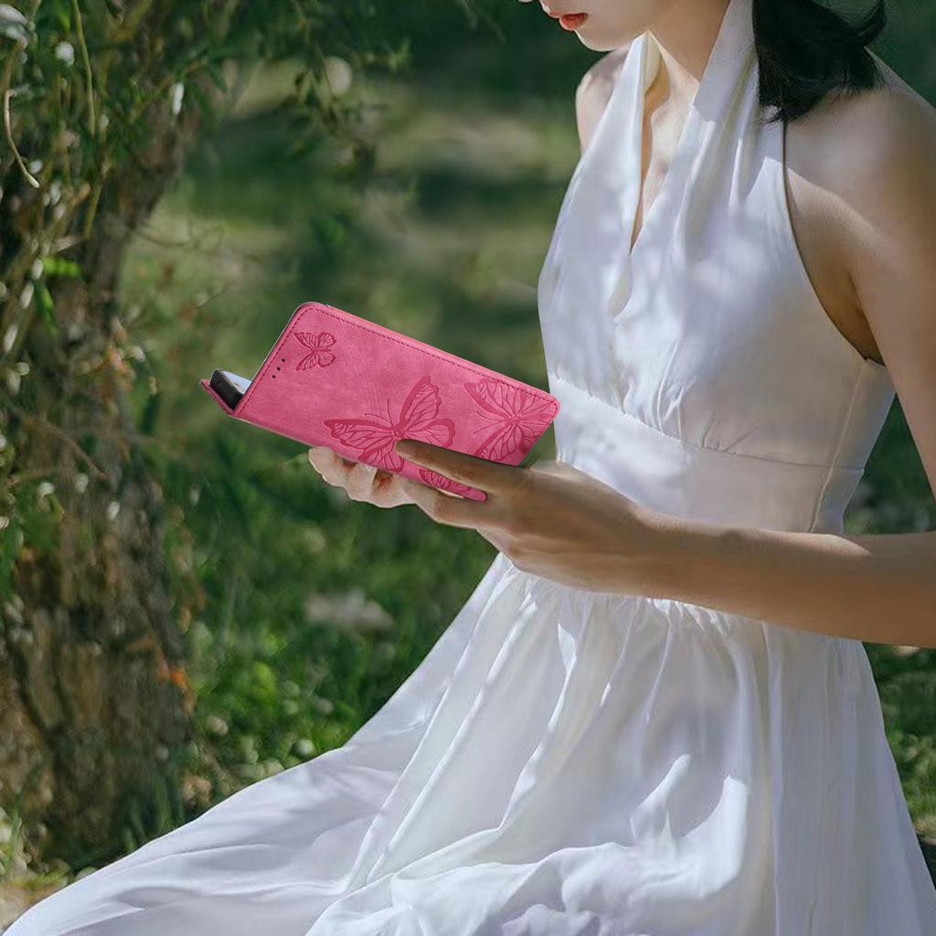 For iPhone 12/12 Pro 6.1 inch Skin-touch PU Leather Stand Wallet Case Butterfly Imprinted Phone Cover