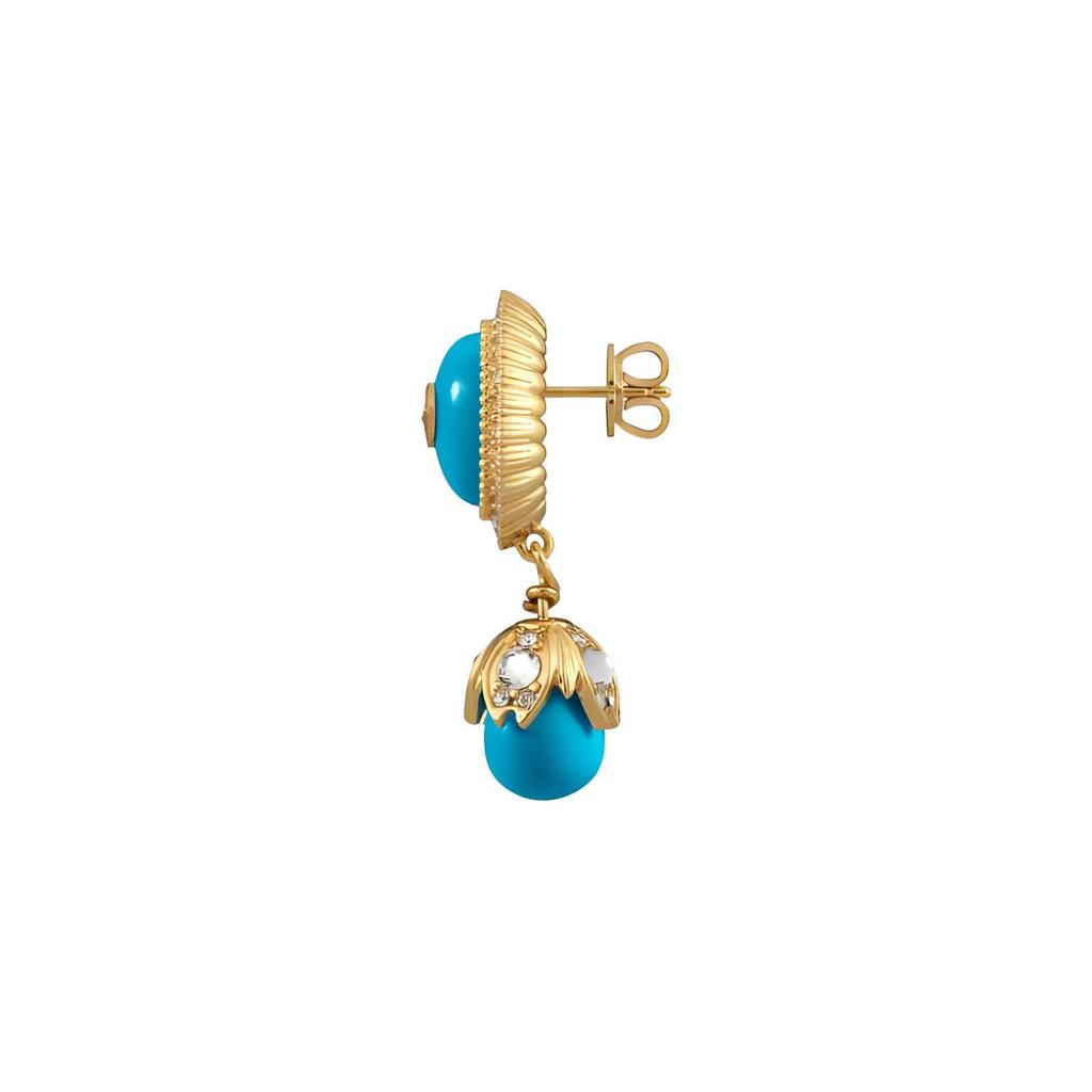 Gucci Interlocking G Pattern Embossed Style Fashion Jewelry Metal Earrings Women earrings Blue 753944-I9875-8519