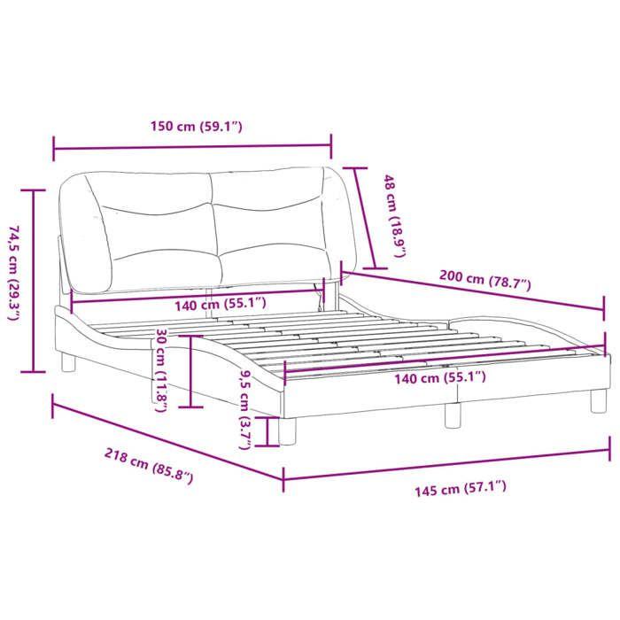 VidaXL Bed Frames with LED Lights, Upholstered Bed, Double Bed, Adult Bedroom Interior Bed, Modern, White 3213935