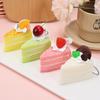 Realistic Triangle Cake Key Ring With Fruit Toppings Cute Food Shape Charm for School Bag Decor Student Birthday Gifts