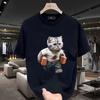 Cartoon Fat Cat Print Women's T-Shirts Top Short Pullover Sleeved Fashion Casual Style O-Neck Tee Shirt Female Clothing Summer