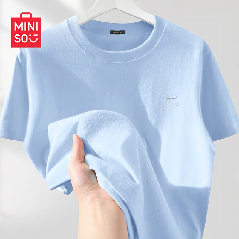 MINISO Женская свободная хлопковая футболка с коротким рукавом