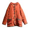 Johnature Women Chinese Style Parkas Cotton Linen Button Stand Long Sleeve Coats Winter Solid Color Warm Loose Parkas
