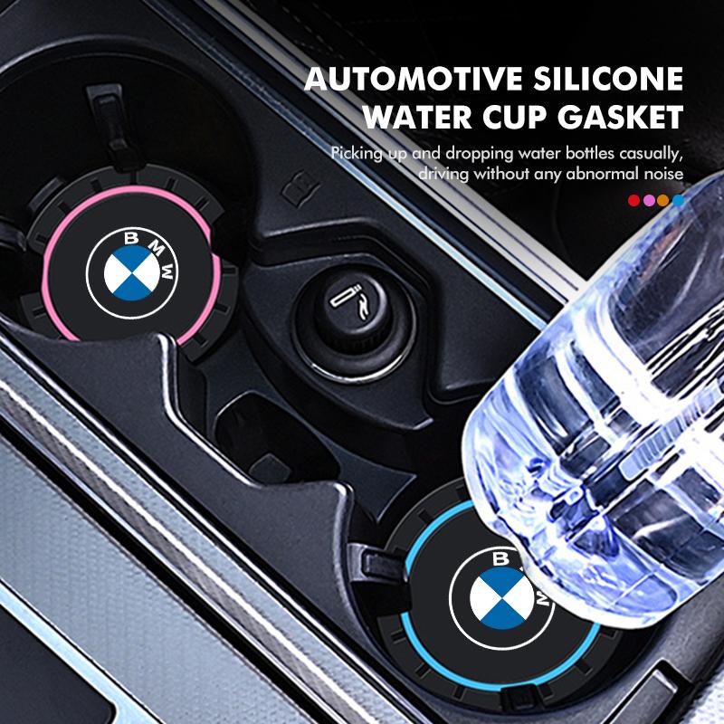 For BMW 1 W E82 2Pcs Car Coaster Silicone Mat Water Cup Holder Anti-Slip Pad For BMW X3 X5 M5 M3 E46 E90 E60 F10 E39 F30 E36 G30 E87 E70