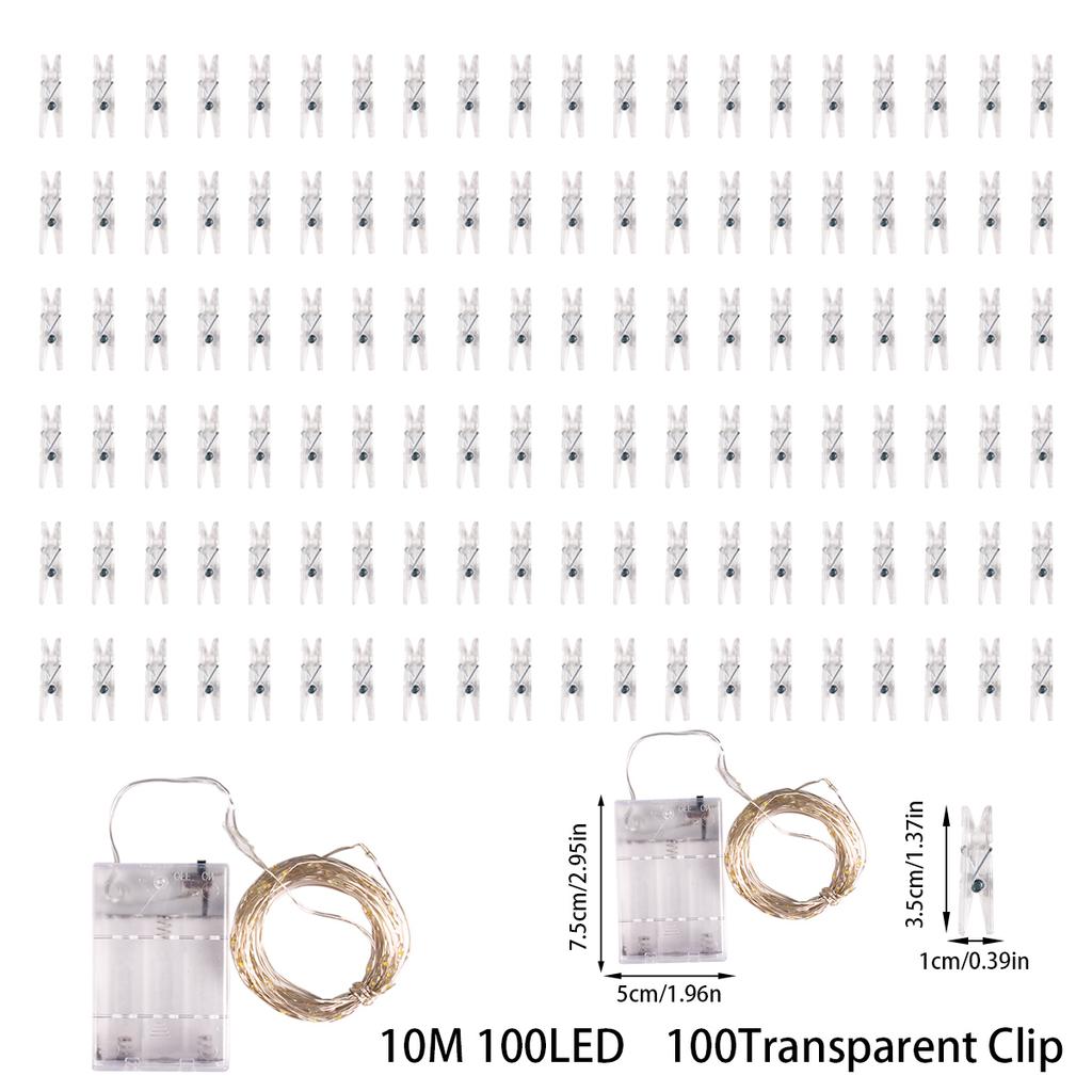 2-10m Photo Clips String Light LED Fairy Lights with 20-100 Clips for Hanging Pictures Photo String Banner Girl Bedroom Decor
