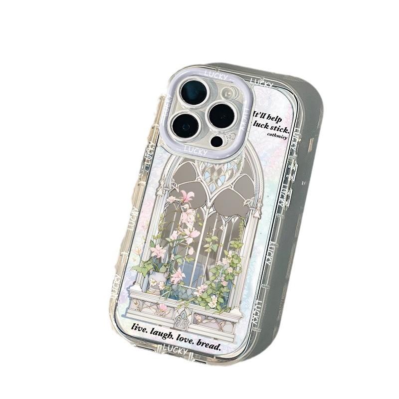 Чехол для iPhone 15 Promax с изображением живых цветов и растений Apple 14 Cream Shell 12 Niche Creative 11 Mirror
