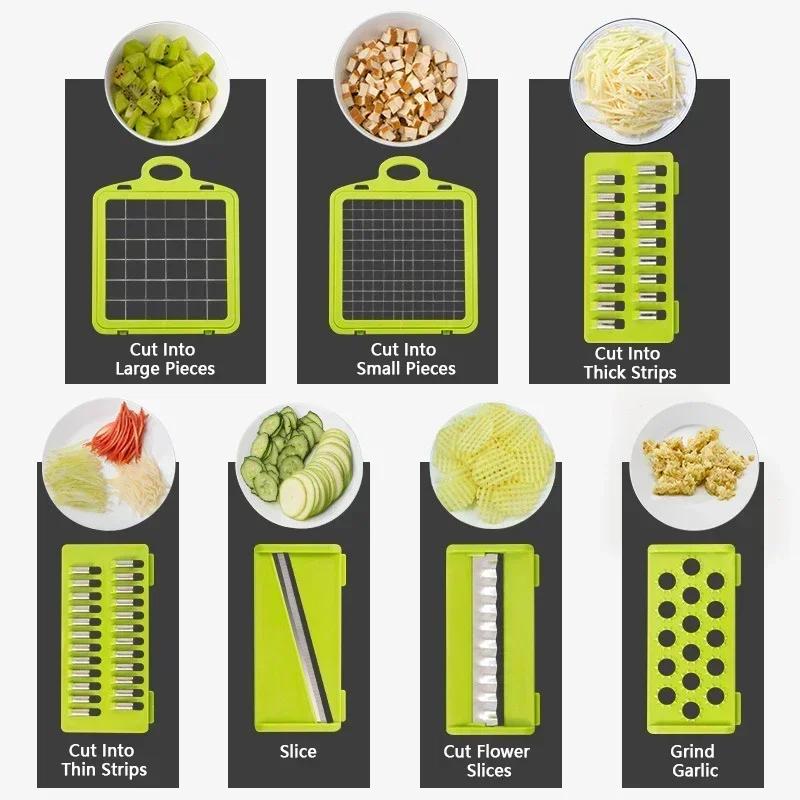 14/16 In 1 Multifunctional Vegetable Chopper Handle Food Grate Food Chopper Vegetable Slicer Dicer Cut Kitchen Items Cocina