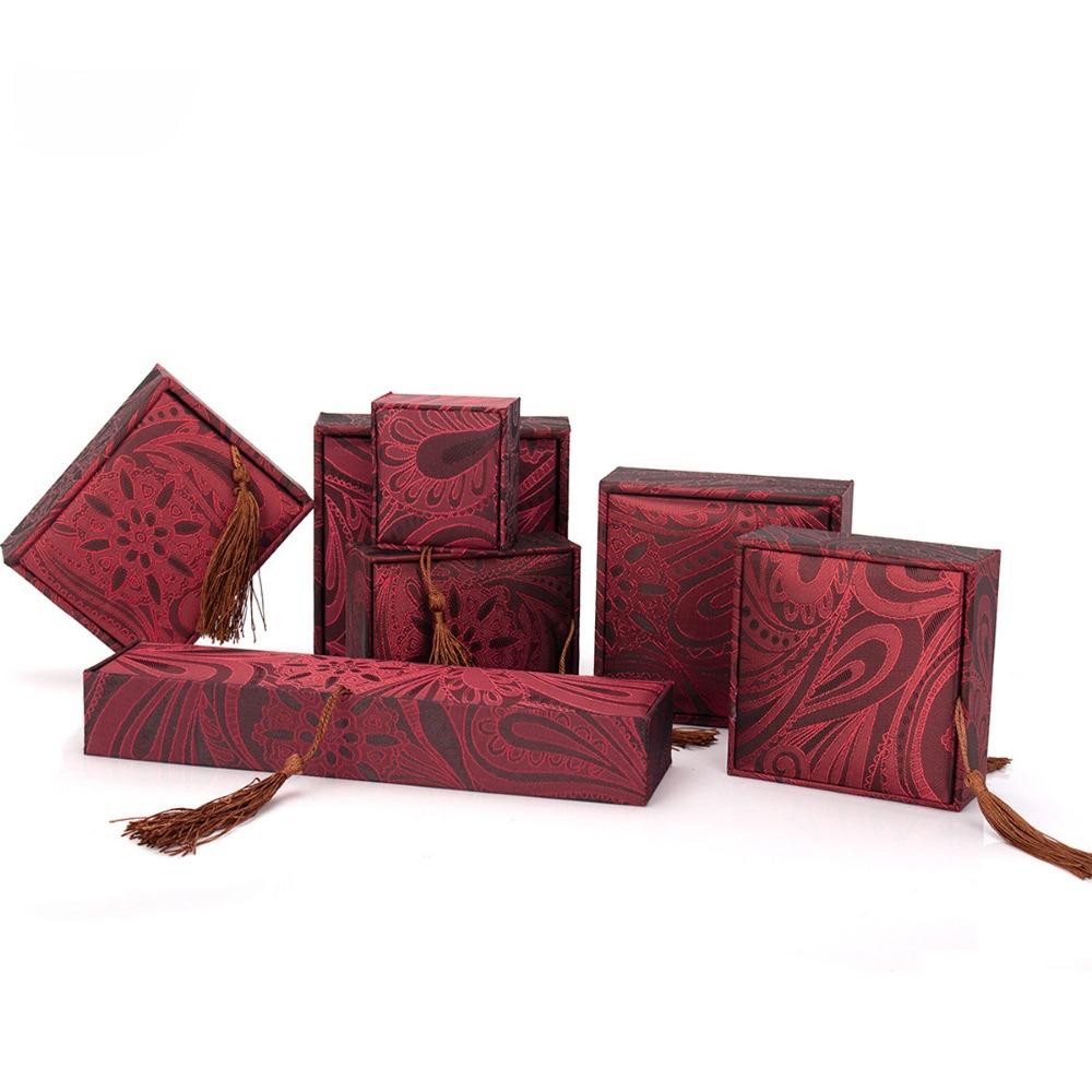 Linen Jewelry Packaging Box Chinese Style Jewelry Display Box Bracelet Storage Box Necklace