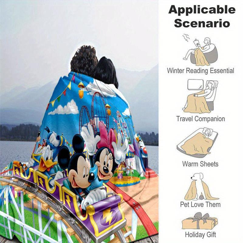 Mickey and Minnie Flannel Blanket - Ultra-Soft, Cozy, and Comfortable for Sofa, Bedroom, Camping, and Travel - Four-Season Versatility, Vibr
