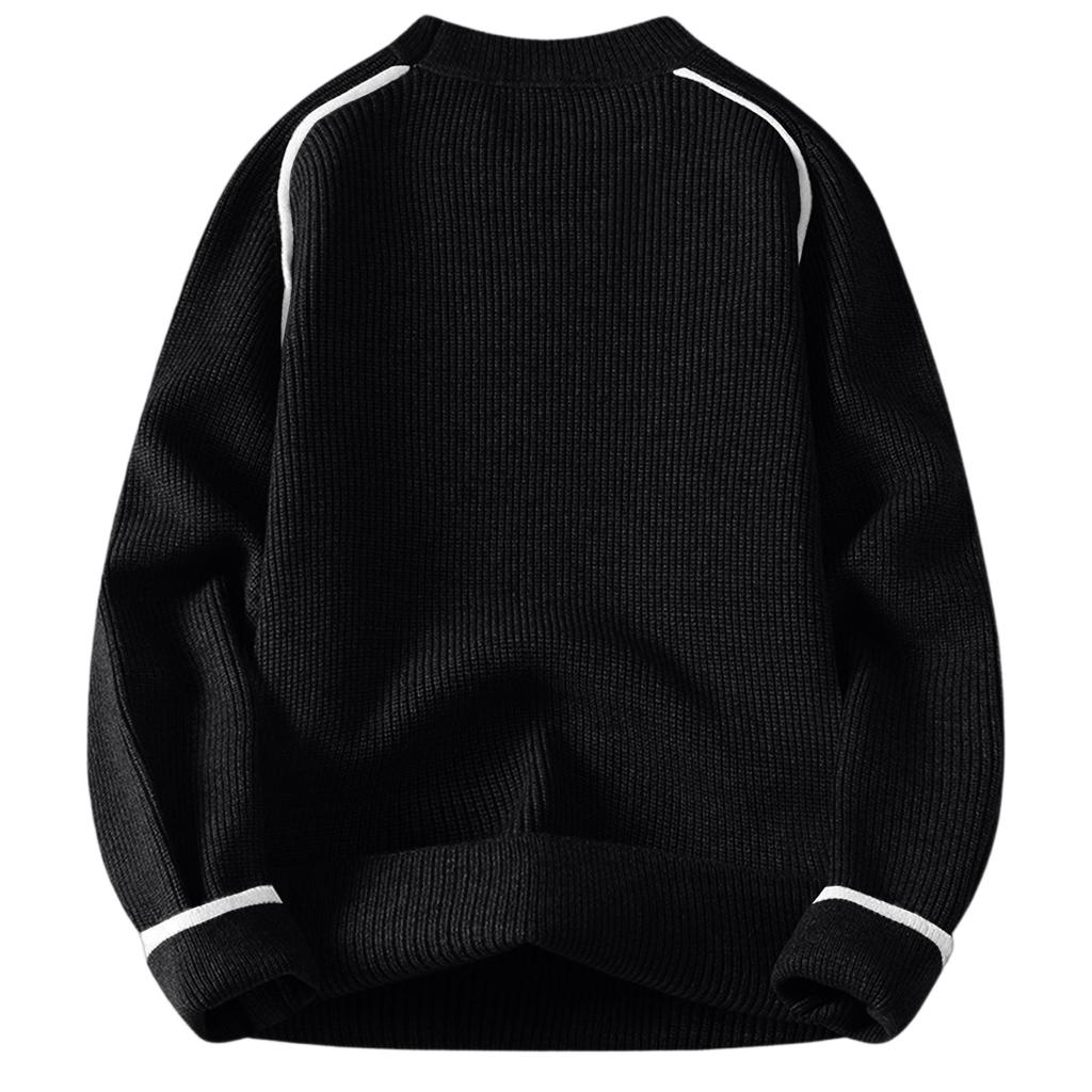 Men's Fashion Knitting Pullover Long Sleeves Loose Flip Collar Sweater
