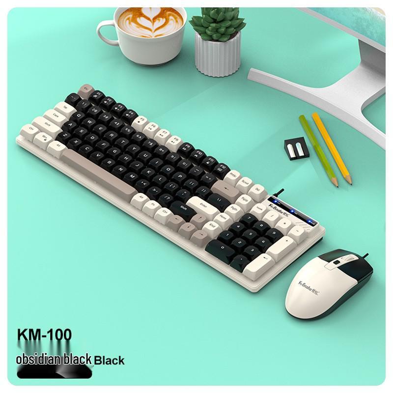 Комплект проводной клавиатуры и мыши Viper KM100 — механическое ощущение, USB-подбор цвета для использования в офисе, на компьютере, ноутбуке