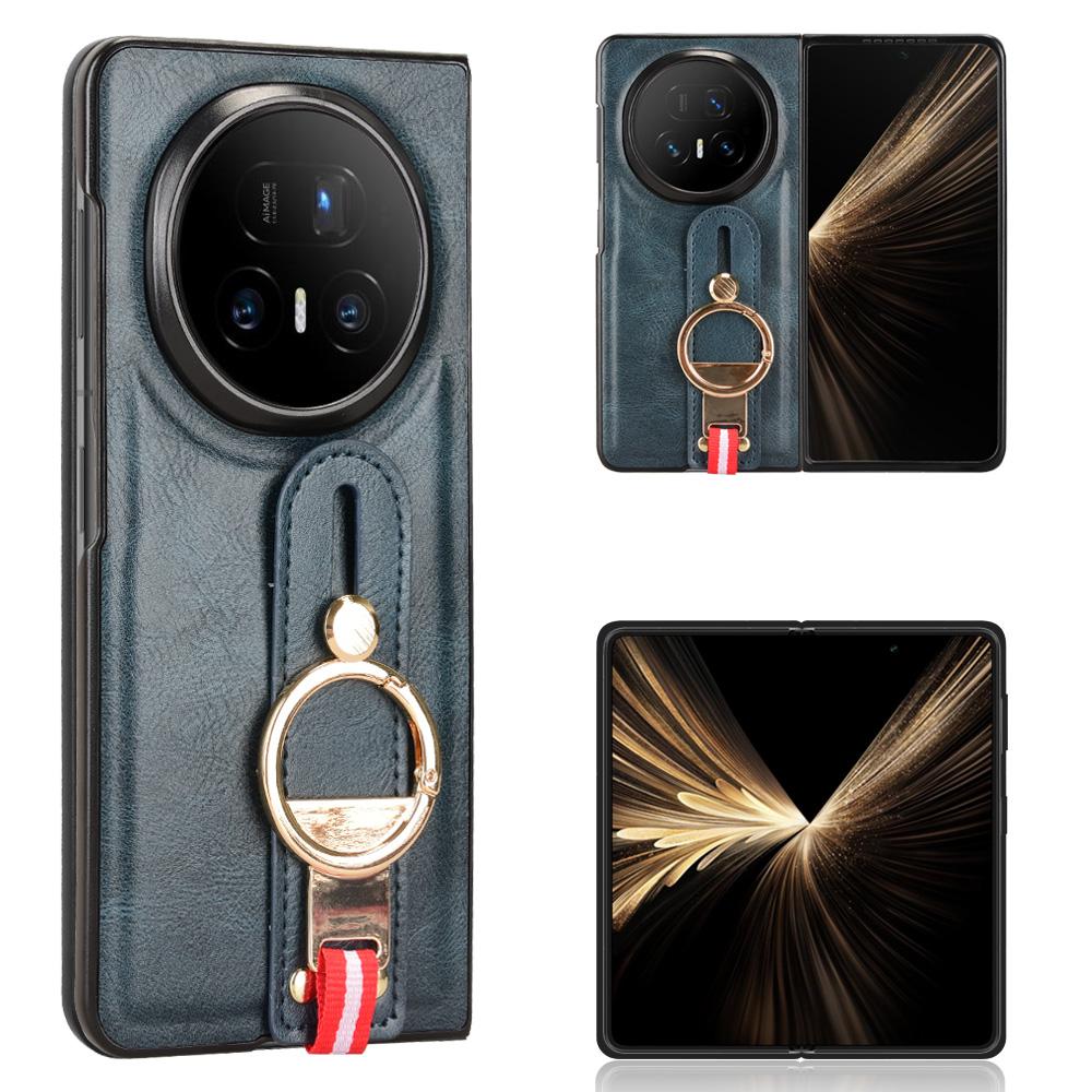 Чехол для Honor Magic V5 5G с ремешком на запястье, подставкой, из кожи + ПК + ТПУ, чехол для телефона с открывалкой для бутылок