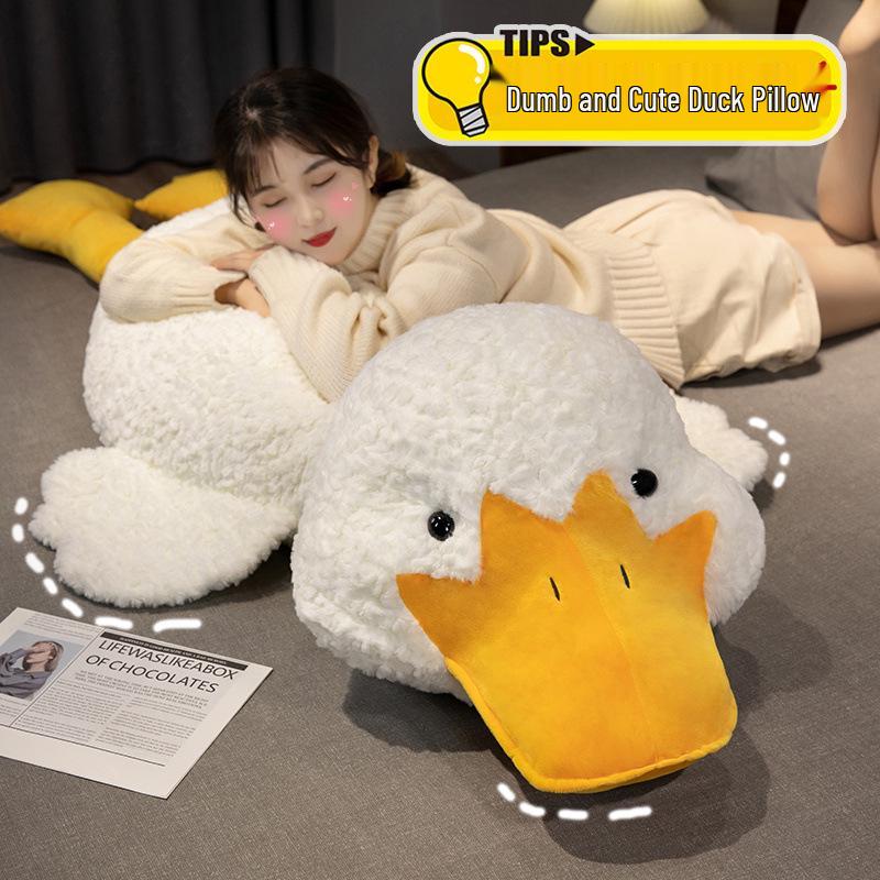 Cuddly White Duck Pillow Plush Toy - Super Soft Sleep Hug Doll for Girls, Perfect Birthday Gift