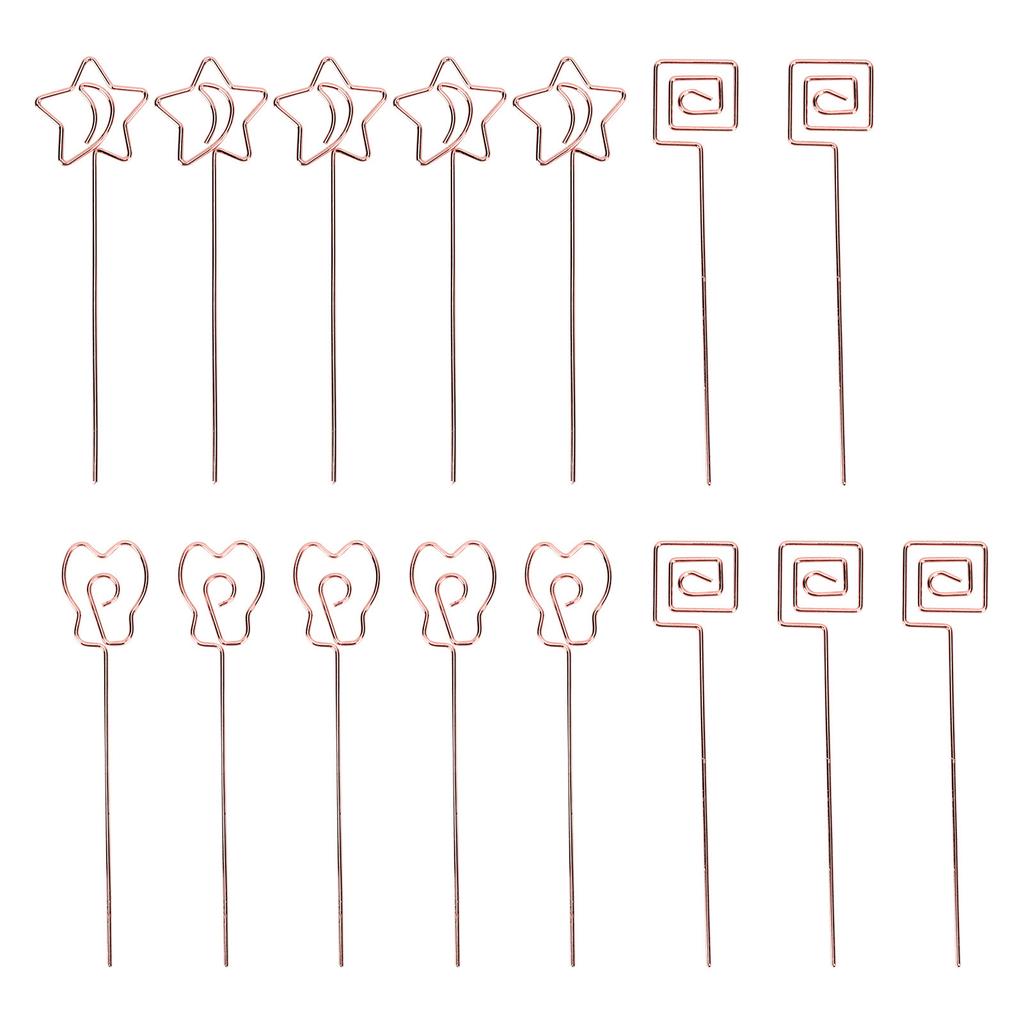 15pcs Table Number Holder Cute Shape Electroplating Process Practical Photo Stand for Office Anniver