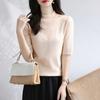 Women Sweater Half High Collar Half Sleeve Knitting Tops Solid Color Slim Fit Sweater Tops Commuting Street Wear