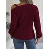 Autumn Winter Casual Metal Buckle Splicing Off-the-shoulder Pullover Sweater Fashion Elegant Lantern Long Sleeve Casual Simple Women Sweater Clothing