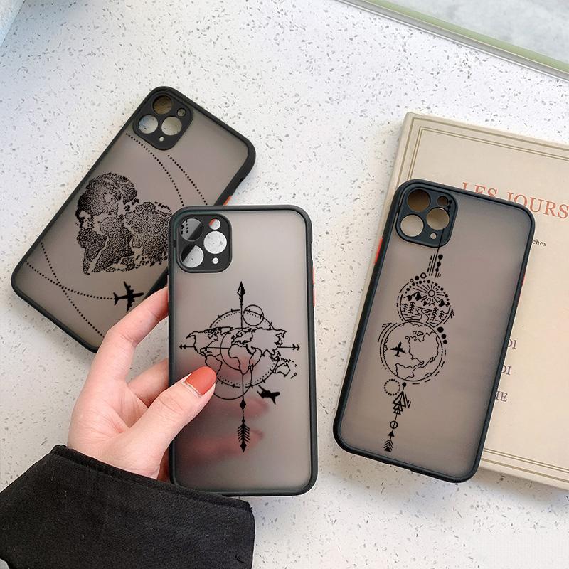 Чехол для телефона с изображением карты мира и самолета для iPhone 16 15 13 14 11 12 Pro Max 7 8 Plus SE2 X XR XS, задняя ударопрочная крышка