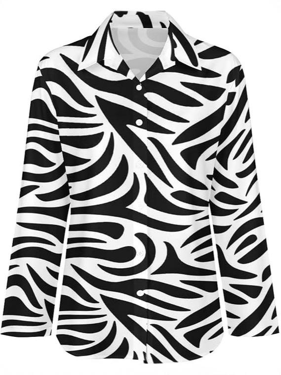Женская ретро-рубашка с принтом зебры и воротником, свободный топ с рукавом три четверти, модная, Осень/Зима 2026.