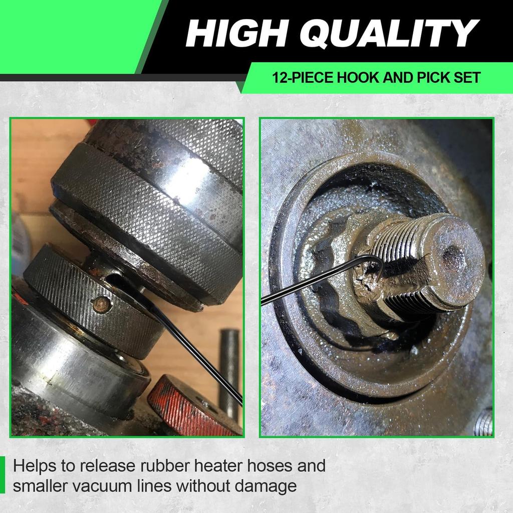 12-Piece Pick And Hook Tools Set, Pick Tool Set Car Auto Oil Seal/O-Ring Seal Gasket Pick Hooks Puller Remove, Long And Mini Pick Tool Set