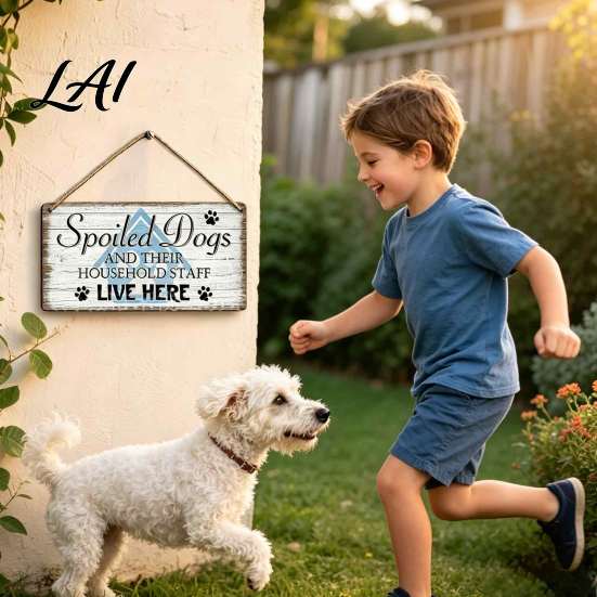 Rustic Pet Door Sign, House Wooden Home Decor Farmhouse Dog Wall Hanging Plaque, Country