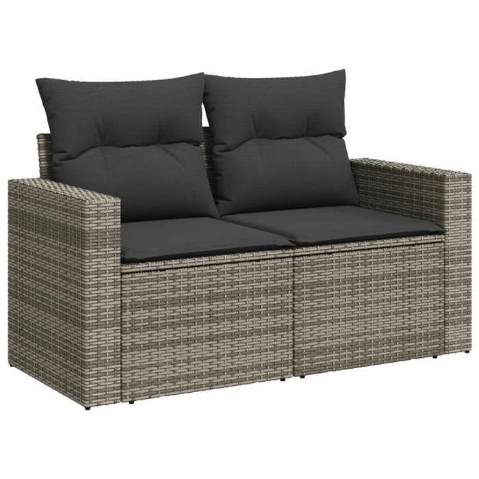 VidaXL Salon de Jardin avec Coussins 11 pcs, Canapés de Terrasse, Ensemble de Meubles de Patio, Mobilier d'Extérieur, Gris 3256746