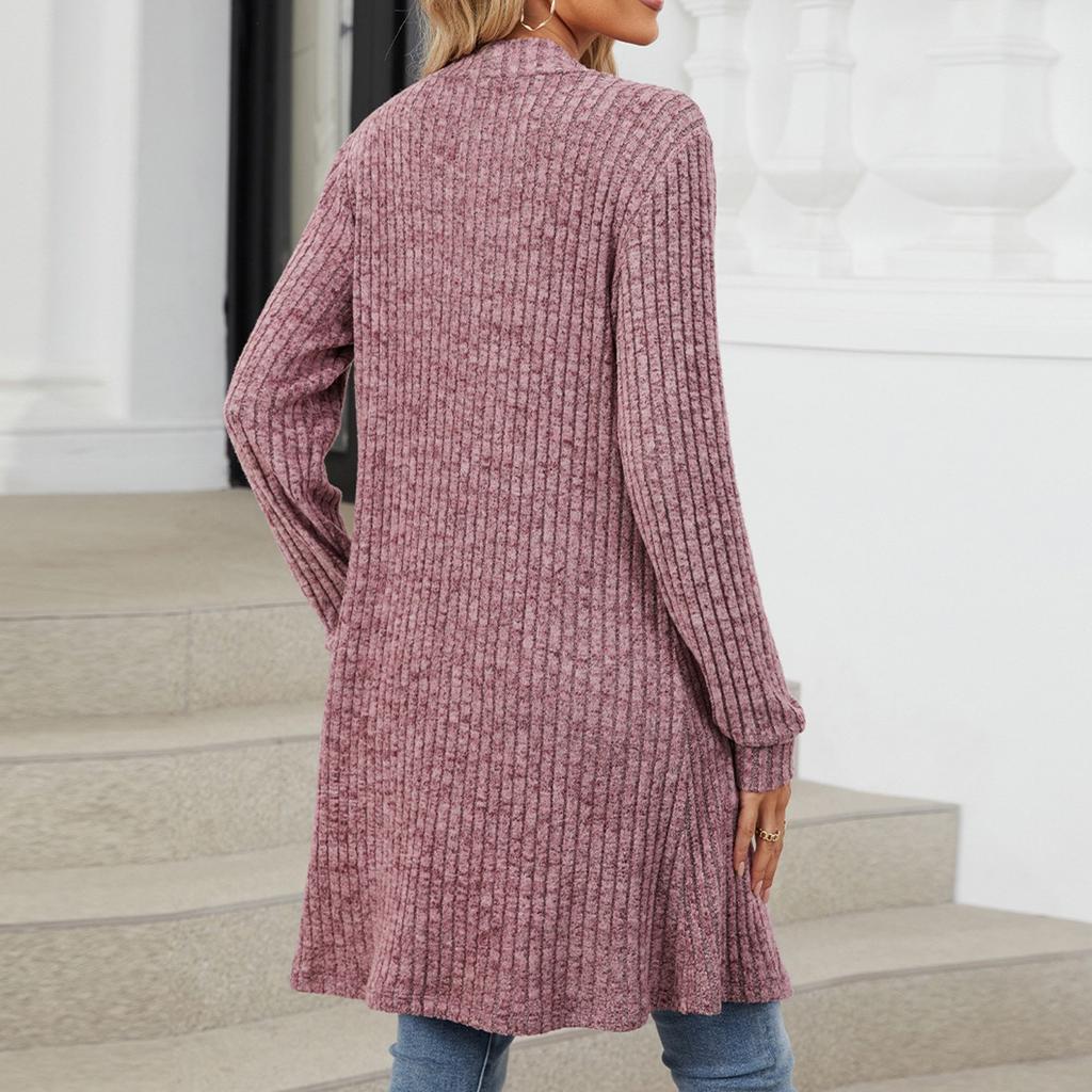 Женский повседневный и модный однотонный кардиган с длинным рукавом и карманами