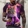 Trend Cat Graphics T Shirts Summer Fashion Short Sleeve 3D Animals Printed Mens T-shirts Hip Hop Rock Loose Harajuku Tees Tops