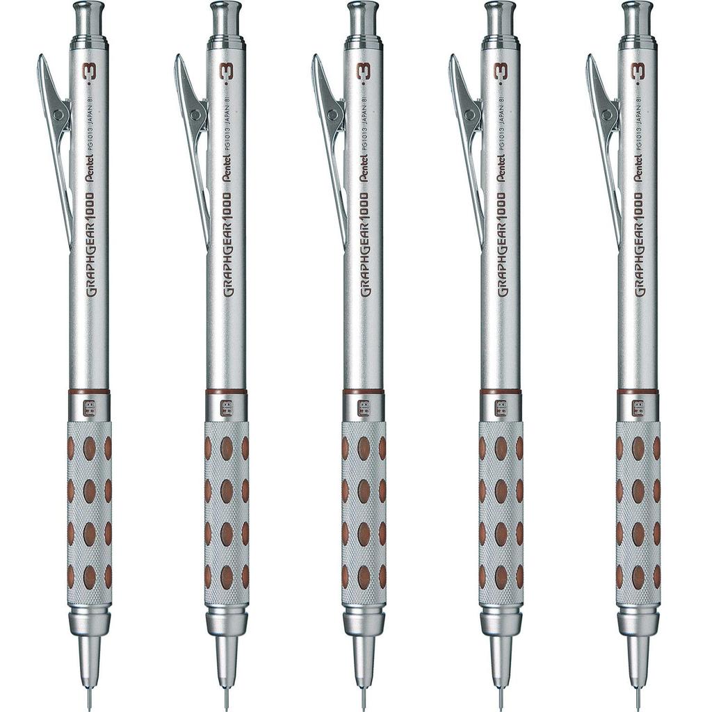Pentel Graph Gear 1000 Mechanical PG1013 Pencil, 0.3mm, 5-Piece Set,
