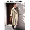 UR Women's Elegant Lambskin Long Coat with Belt