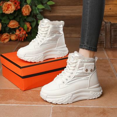 Зимние высокие уличные бархатные папины кроссовки новые ins женские студенческие толстая подошва увеличивают рост повседневная теплота