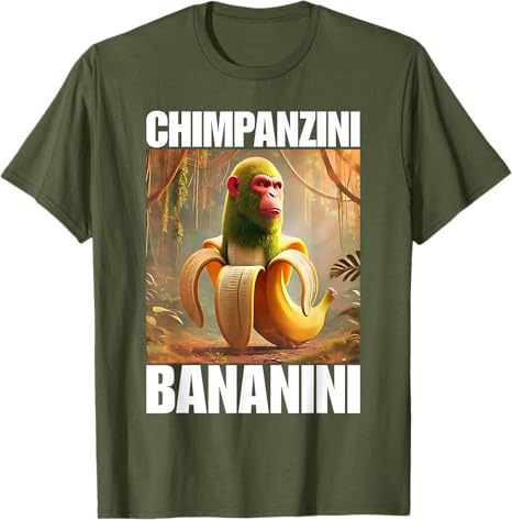 Chimpanzini Bananini  Italian Brainrot Meme TShirt Humor Funny Y2k Design Graphic Outfit Novelty Gift Bombardiro Crocodilo Tee