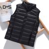 Зимний женский жилет, пальто, утолщенный, с застежкой-молнией, воротником-стойкой, без рукавов, однотонный, с защитой от ударов, сохраняющий тепло, уличный пуховый жилет