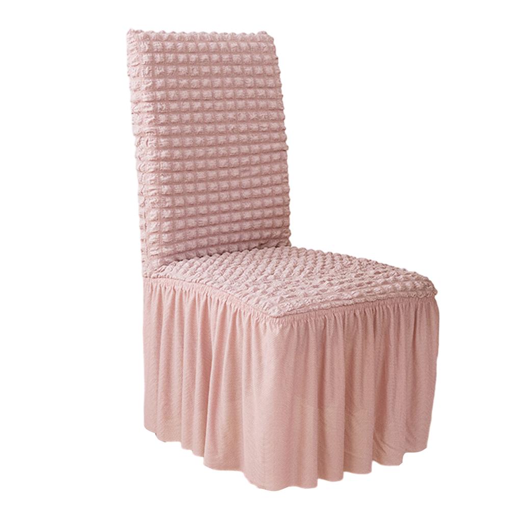 Solid Stretch Dining Chair Cover Seersuckers Chair Protector Cover Slipcover Banquet Chair Skirt Wedding Party Decor